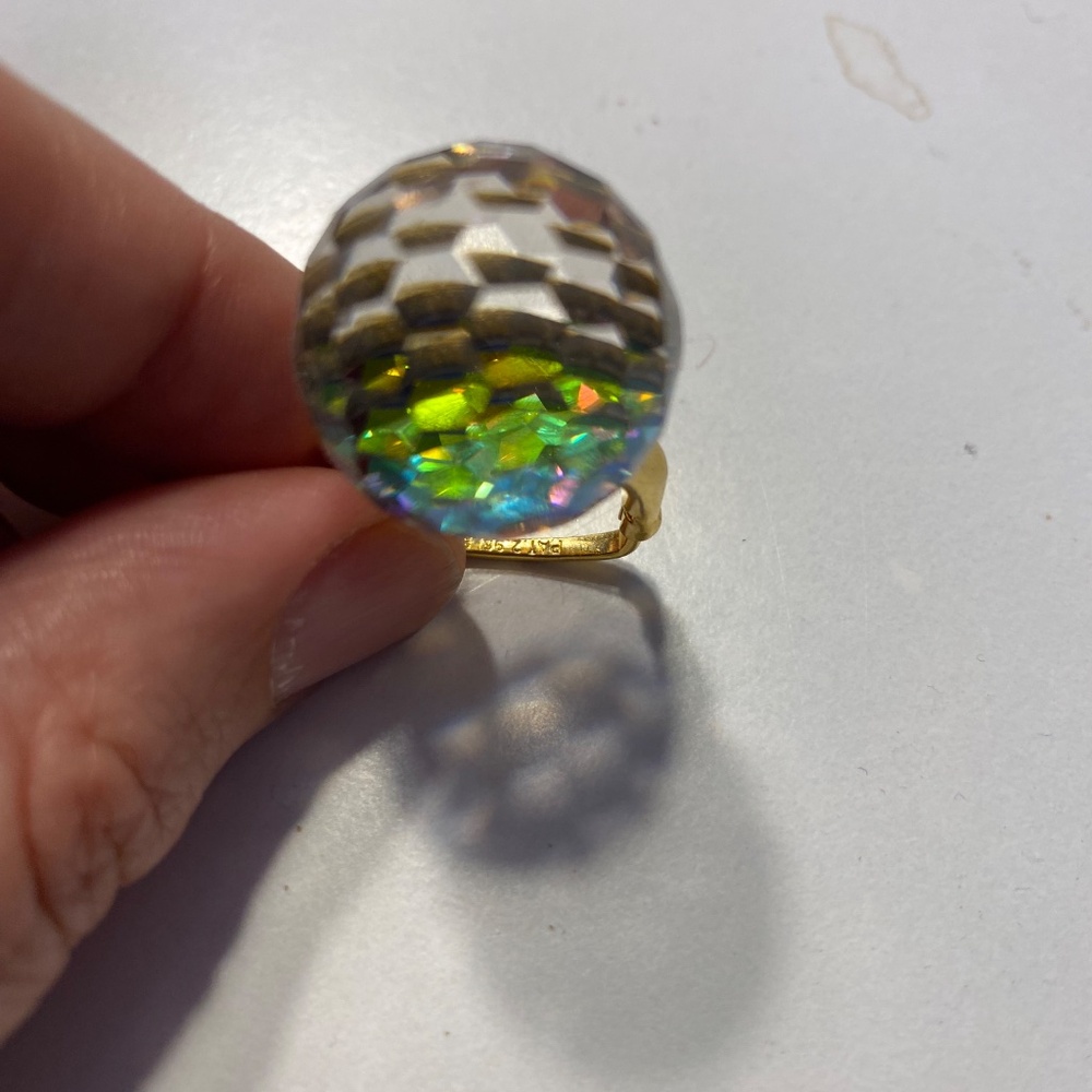 Vintage Vendome Prism Crystal Ball Ring Adjustable Pat 2961855